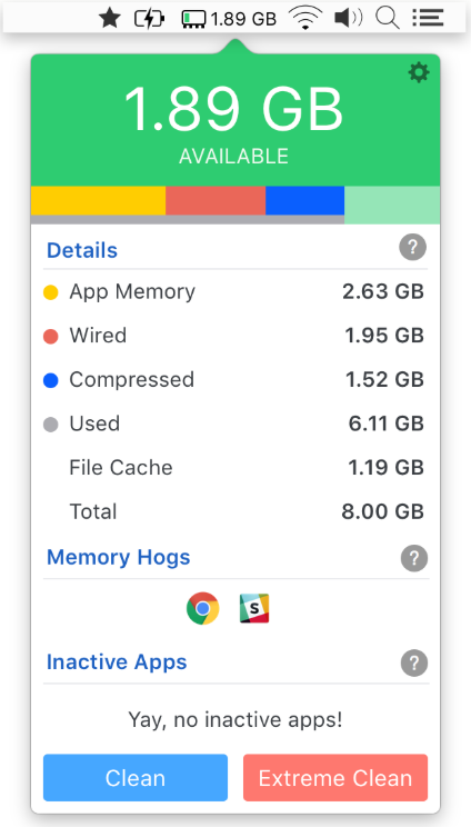 MemoryClean3でMacメモリを解放