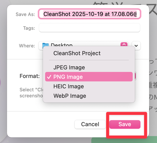 CleanShot - 保存
